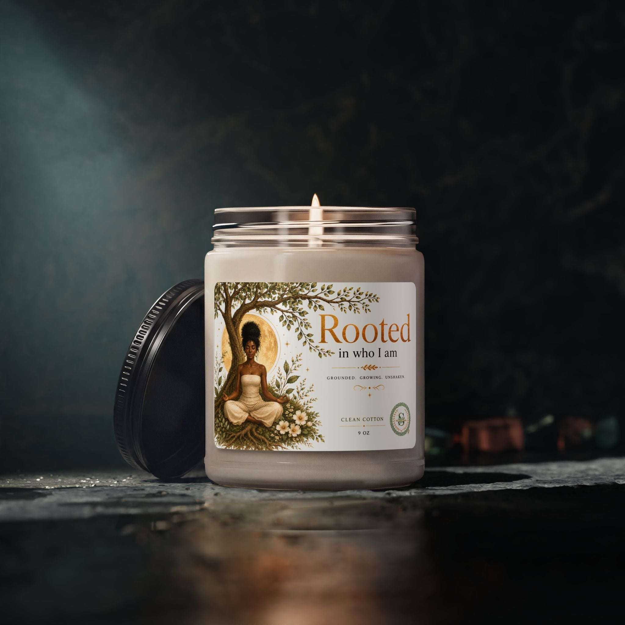 Rooted Collection | Clean Cotton Scented Candle (9oz) | Inspirational Self-Care Gift