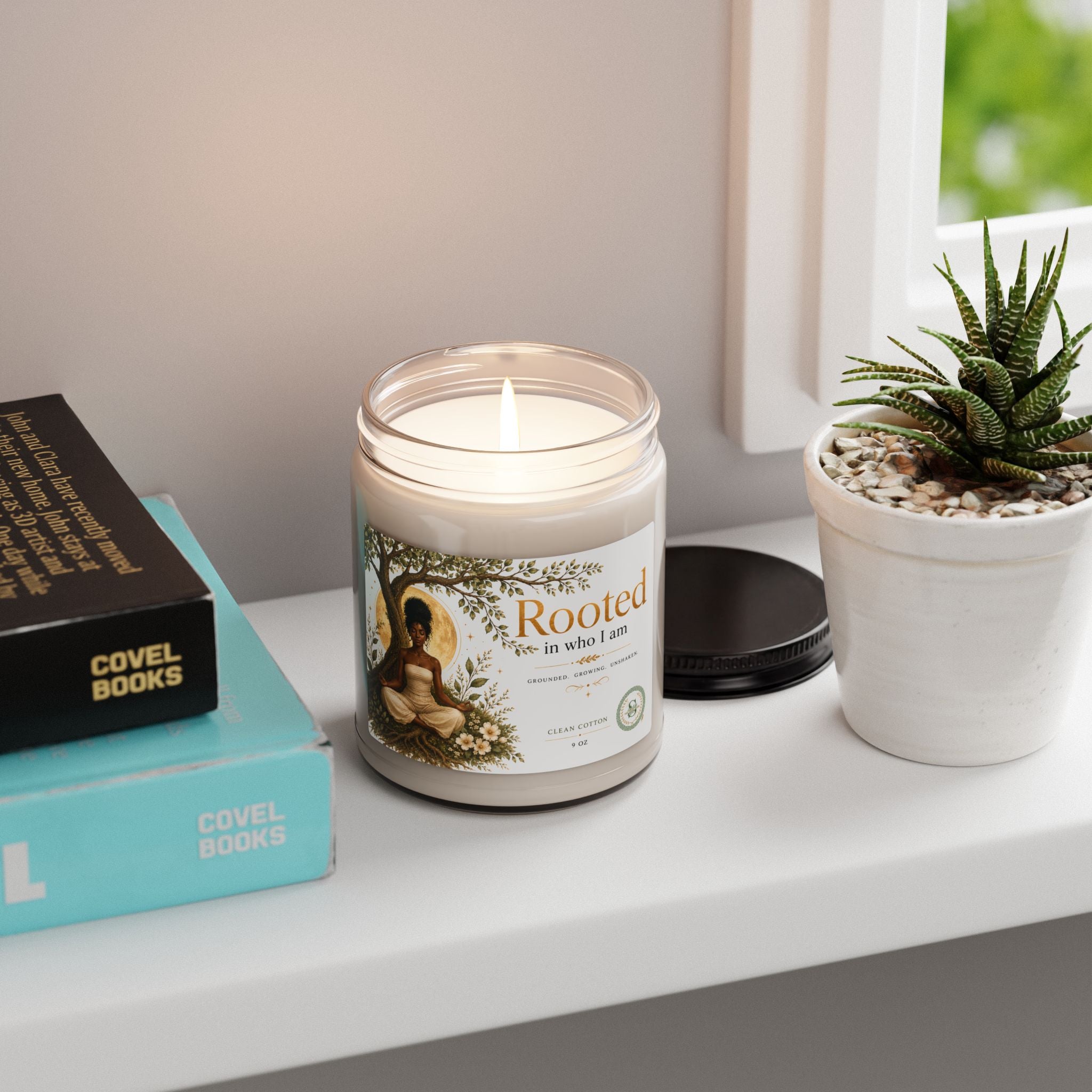 Rooted Collection | Clean Cotton Scented Candle (9oz) | Inspirational Self-Care Gift