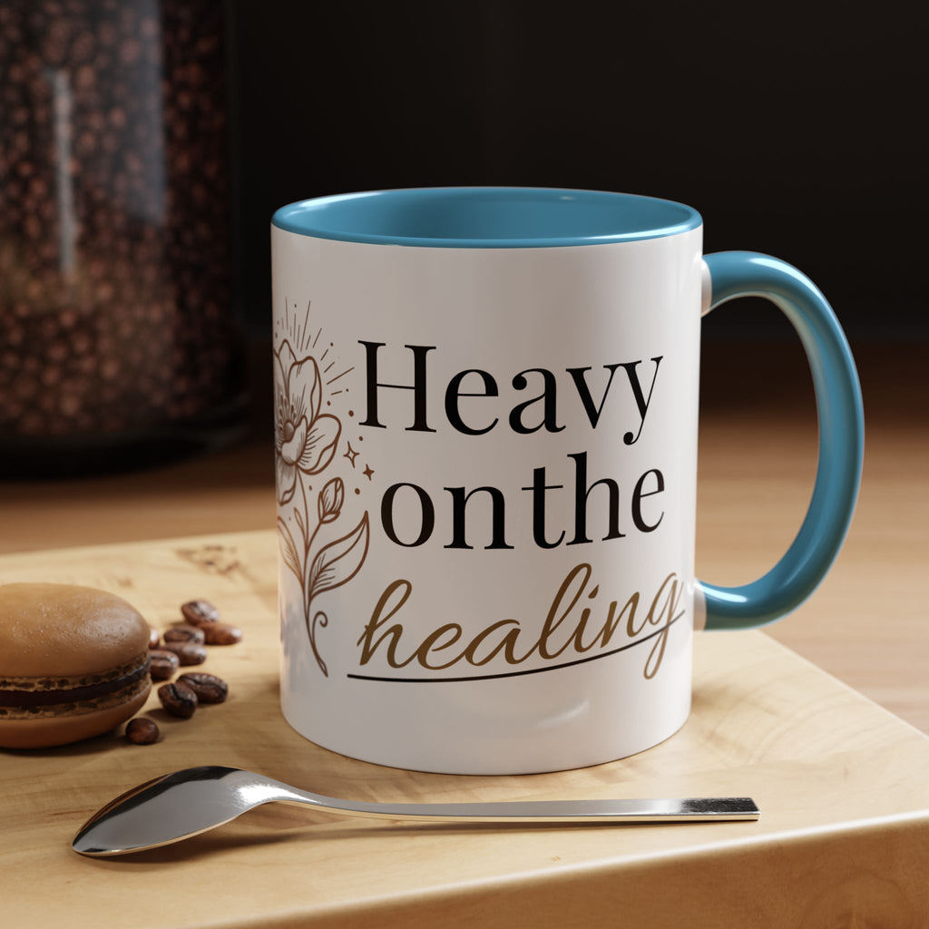 Heavy on the Healing Mug | Self Care Gift | Mental Health Awareness | Soft Life Aesthetic | Black Girl Healing | Soul Rooted Society x B3fr33 Graphics