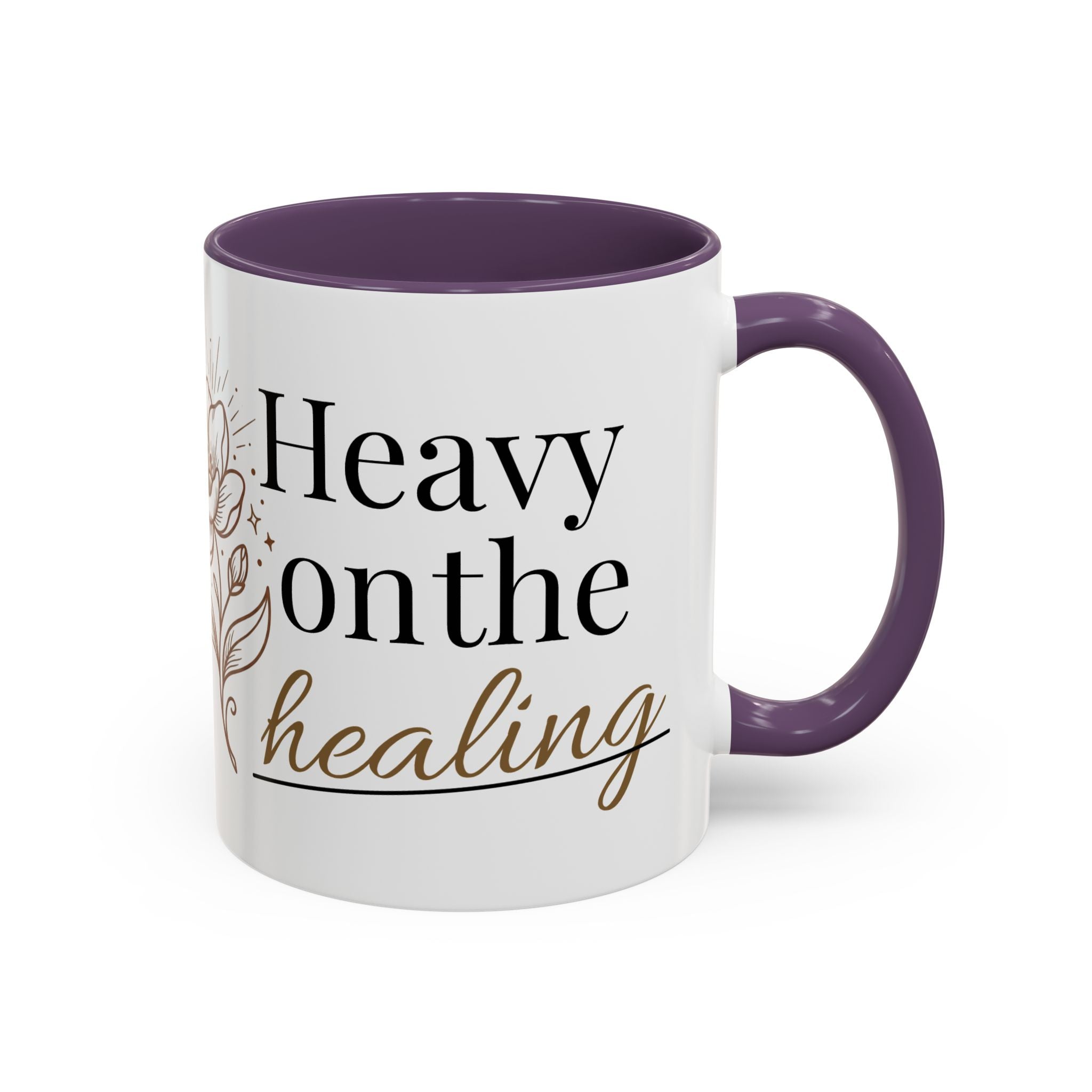 Heavy on the Healing Mug | Self Care Gift | Mental Health Awareness | Soft Life Aesthetic | Black Girl Healing | Soul Rooted Society x B3fr33 Graphics