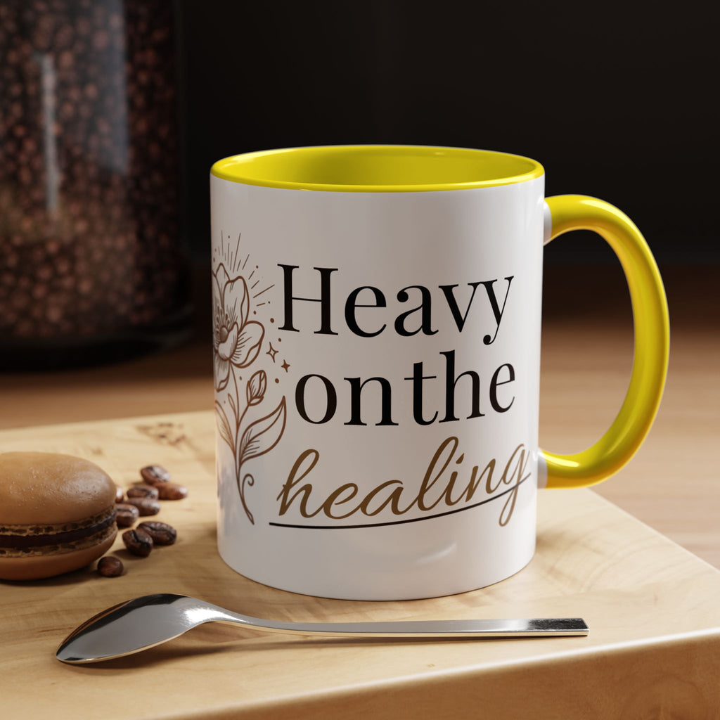 Heavy on the Healing Mug | Self Care Gift | Mental Health Awareness | Soft Life Aesthetic | Black Girl Healing | Soul Rooted Society x B3fr33 Graphics
