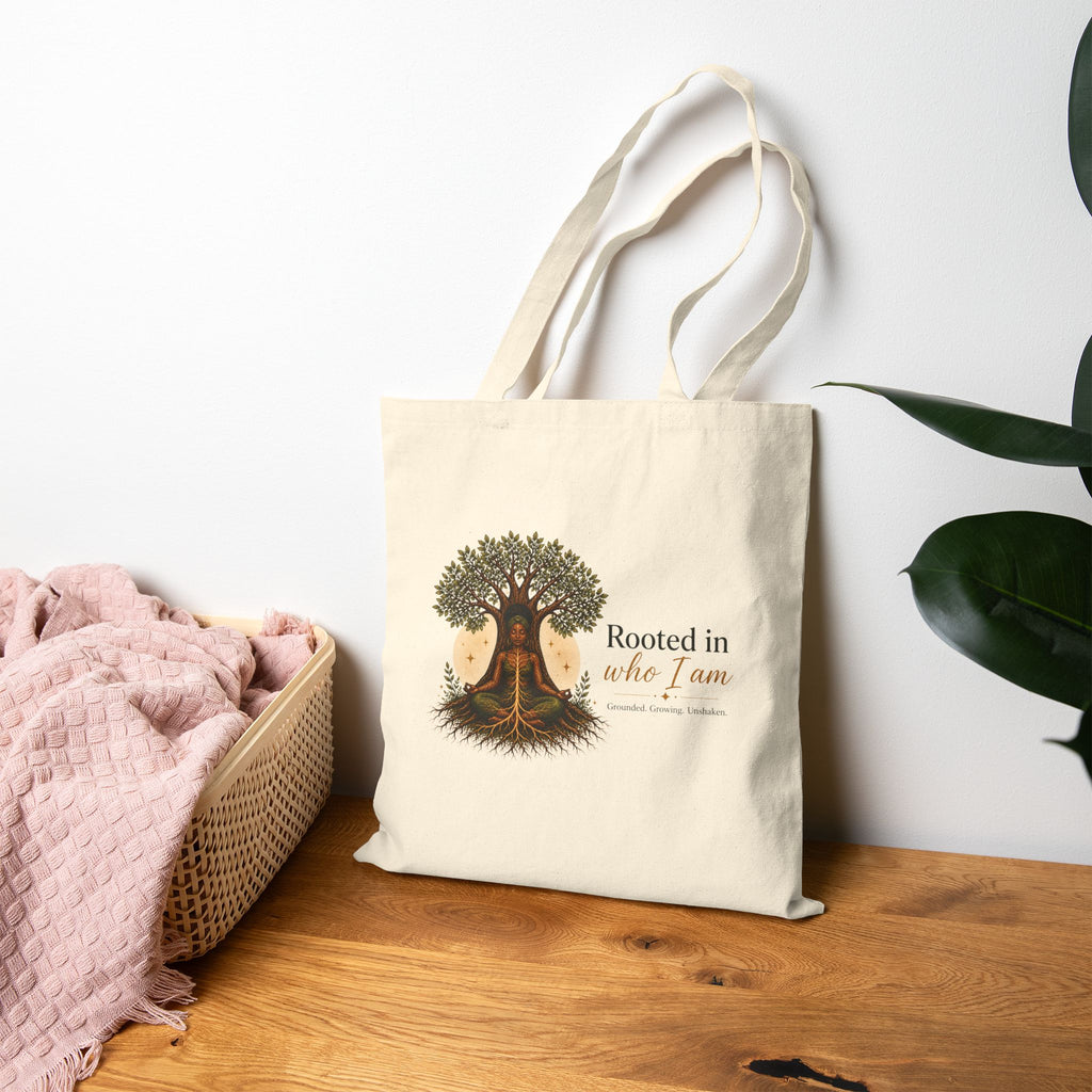 Rooted in Who I Am — Rooted Collection Canvas Tote Bag
