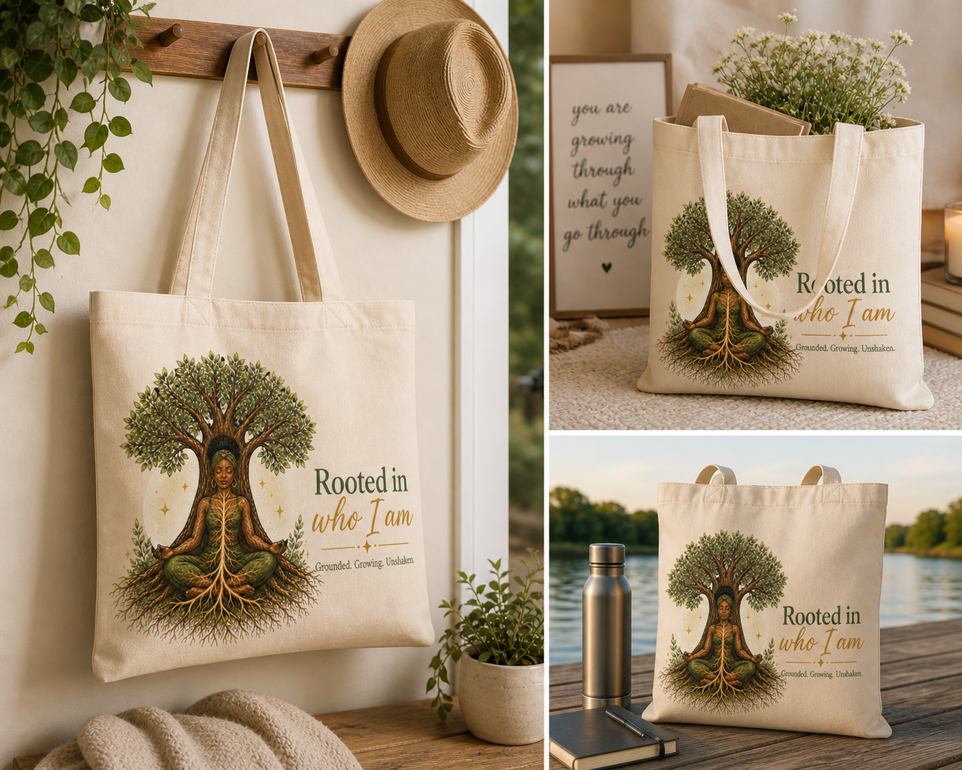 Rooted in Who I Am — Rooted Collection Canvas Tote Bag