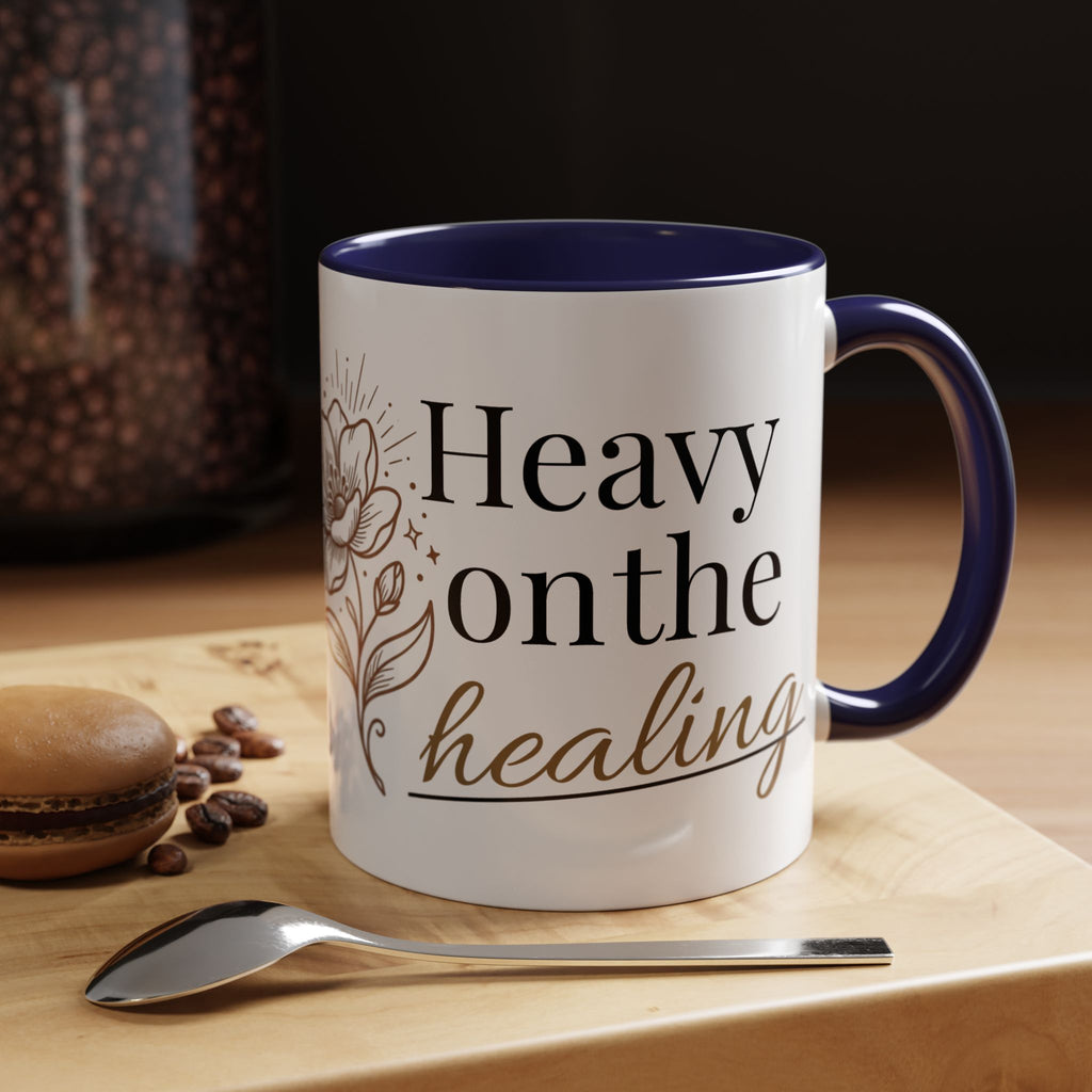 Heavy on the Healing Mug | Self Care Gift | Mental Health Awareness | Soft Life Aesthetic | Black Girl Healing | Soul Rooted Society x B3fr33 Graphics
