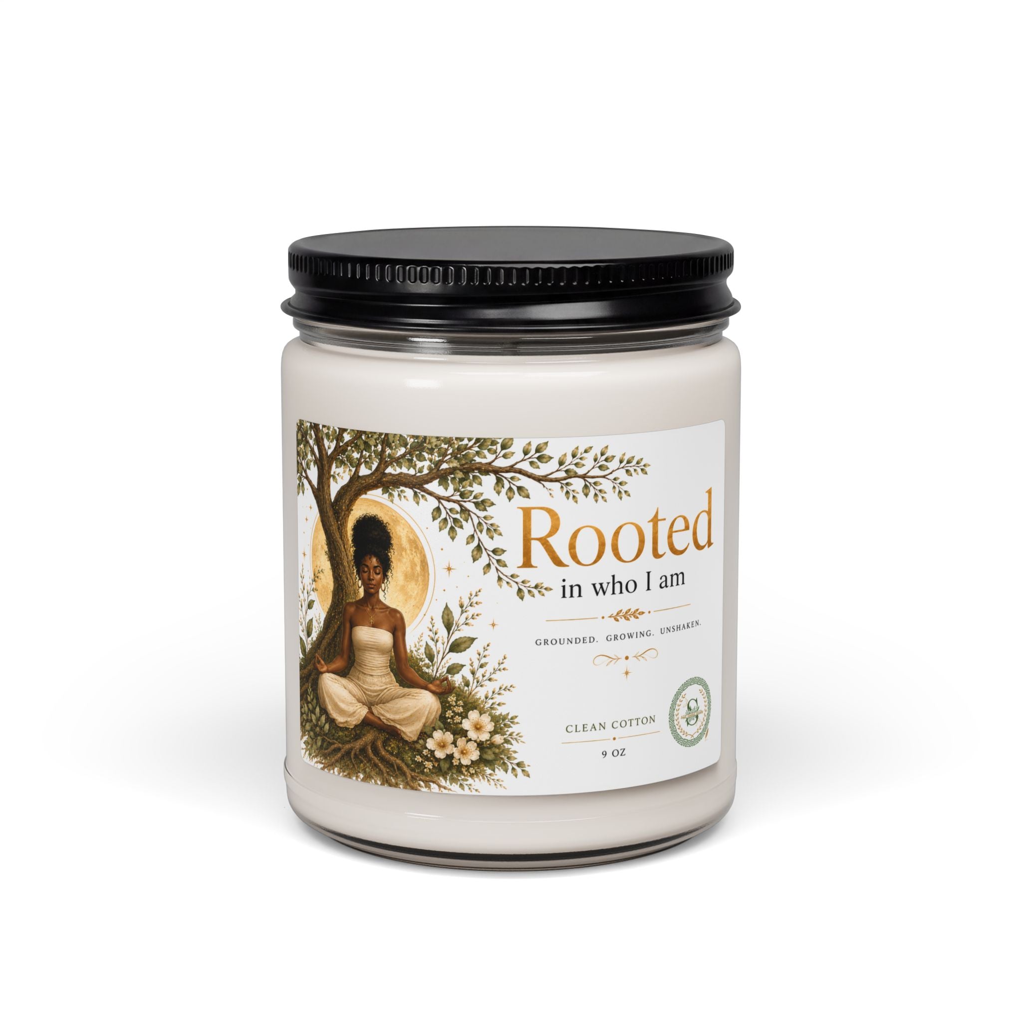 Rooted Collection | Clean Cotton Scented Candle (9oz) | Inspirational Self-Care Gift
