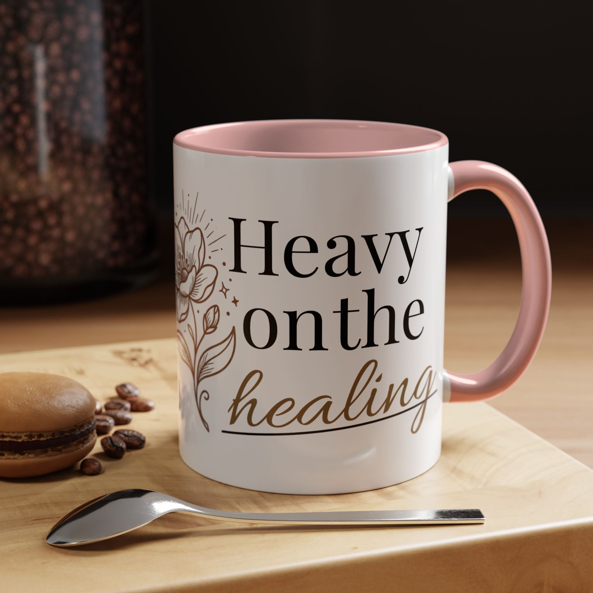 Heavy on the Healing Mug | Self Care Gift | Mental Health Awareness | Soft Life Aesthetic | Black Girl Healing | Soul Rooted Society x B3fr33 Graphics