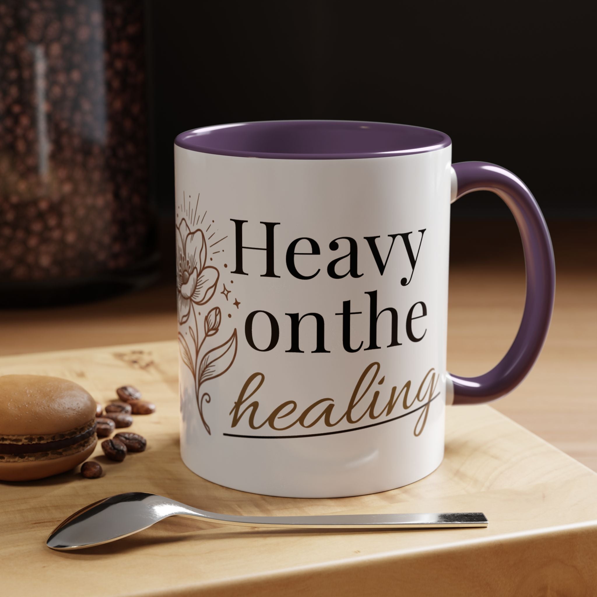 Heavy on the Healing Mug | Self Care Gift | Mental Health Awareness | Soft Life Aesthetic | Black Girl Healing | Soul Rooted Society x B3fr33 Graphics