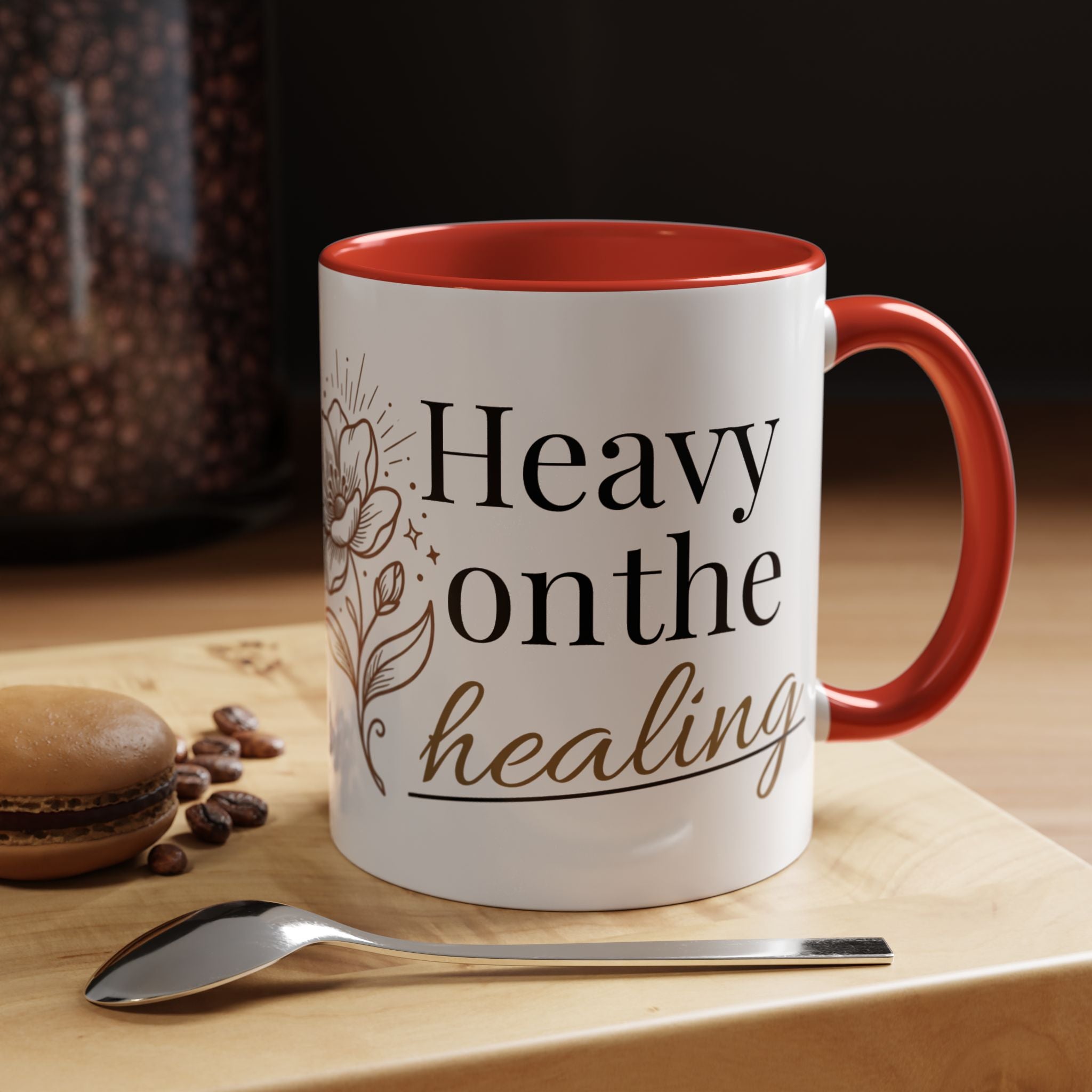Heavy on the Healing Mug | Self Care Gift | Mental Health Awareness | Soft Life Aesthetic | Black Girl Healing | Soul Rooted Society x B3fr33 Graphics