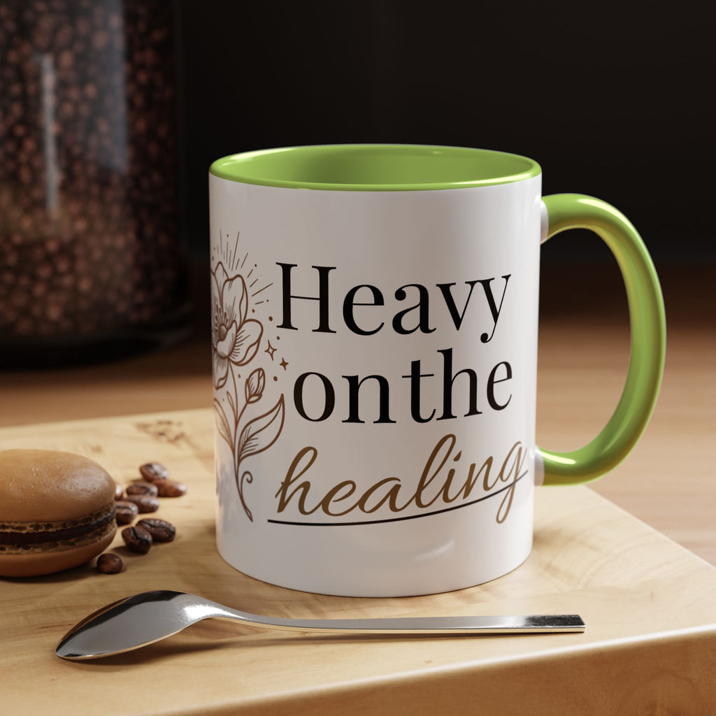 Heavy on the Healing Mug | Self Care Gift | Mental Health Awareness | Soft Life Aesthetic | Black Girl Healing | Soul Rooted Society x B3fr33 Graphics
